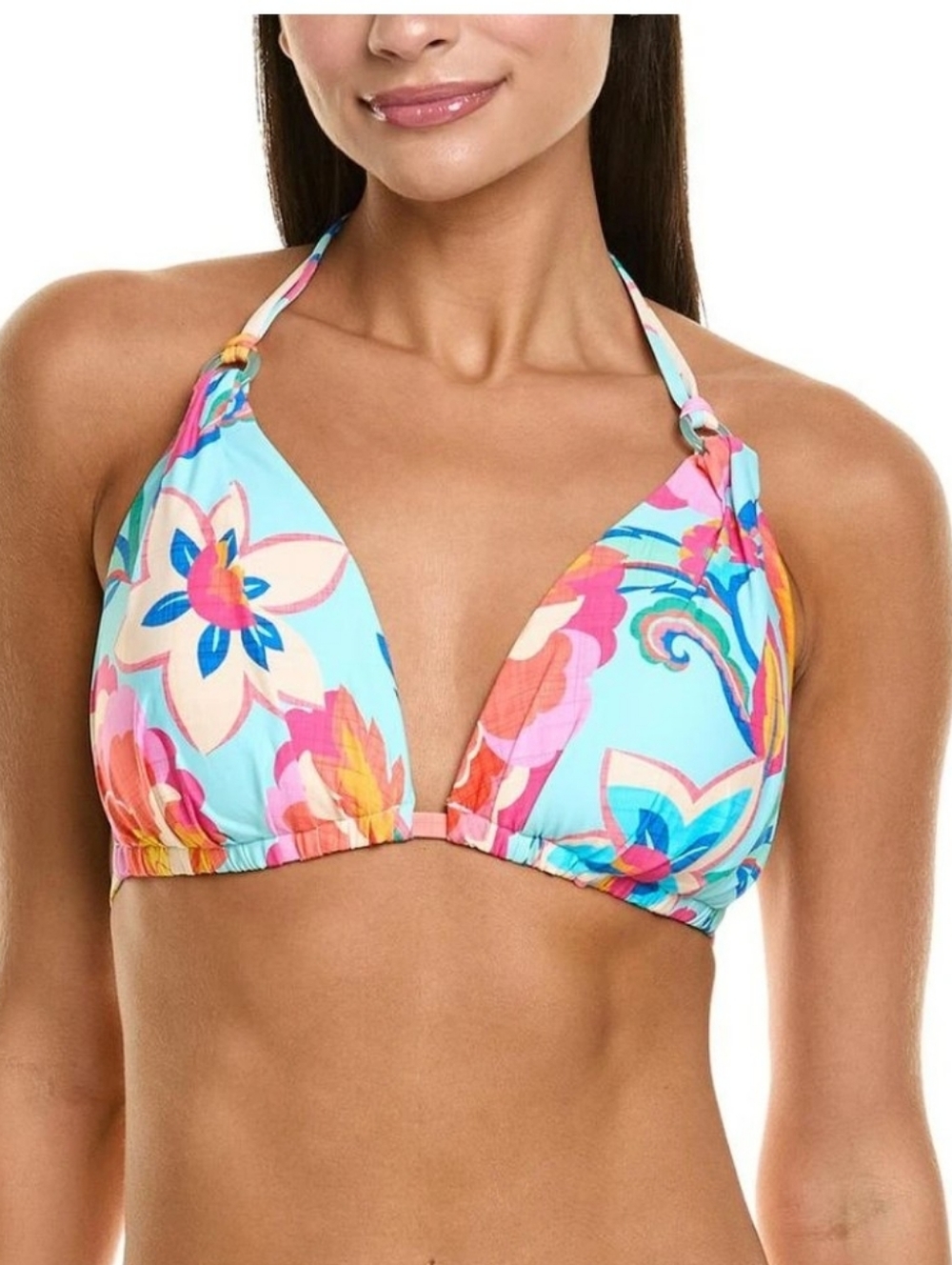 La Blanca Coral Tie-Side Bikini Bottoms with Multicolor Floral Halter Top 12 NWT - Picture 2 of 11